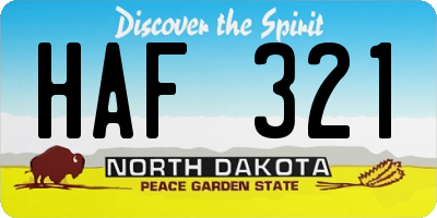 ND license plate HAF321