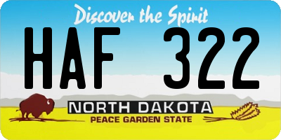 ND license plate HAF322