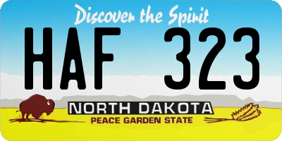 ND license plate HAF323