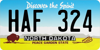 ND license plate HAF324