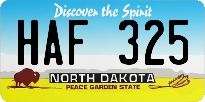 ND license plate HAF325