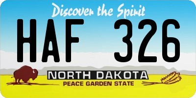 ND license plate HAF326