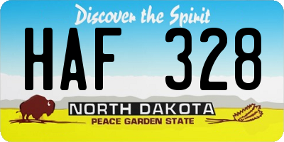 ND license plate HAF328