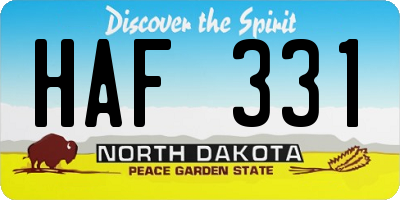 ND license plate HAF331