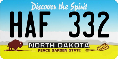 ND license plate HAF332