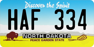 ND license plate HAF334