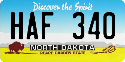 ND license plate HAF340