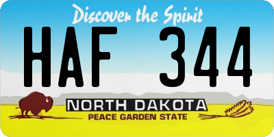 ND license plate HAF344