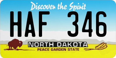 ND license plate HAF346