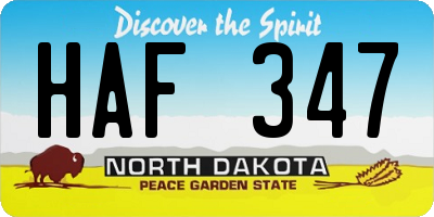 ND license plate HAF347