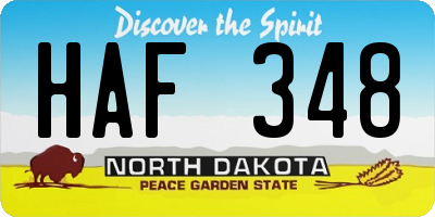 ND license plate HAF348