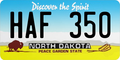 ND license plate HAF350