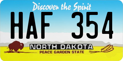 ND license plate HAF354