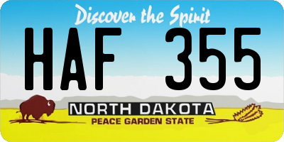 ND license plate HAF355