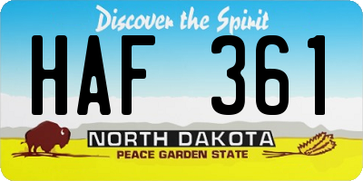 ND license plate HAF361