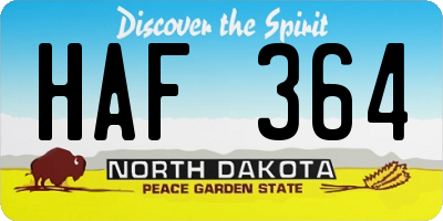 ND license plate HAF364