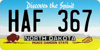 ND license plate HAF367