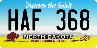 ND license plate HAF368