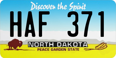 ND license plate HAF371