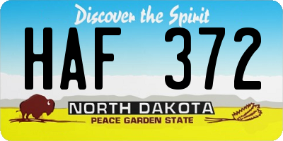ND license plate HAF372