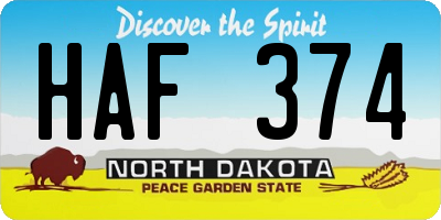 ND license plate HAF374