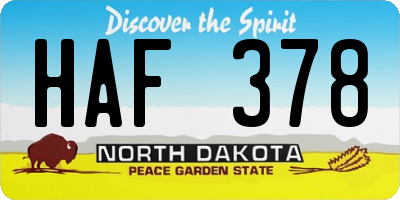 ND license plate HAF378