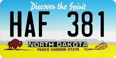 ND license plate HAF381