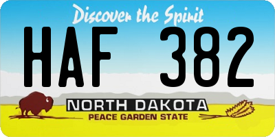 ND license plate HAF382