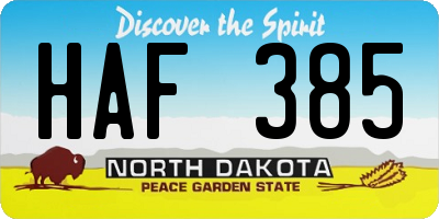 ND license plate HAF385