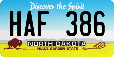 ND license plate HAF386