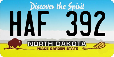 ND license plate HAF392