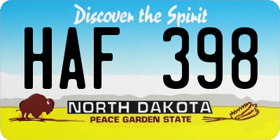 ND license plate HAF398