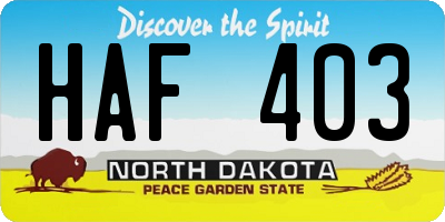 ND license plate HAF403