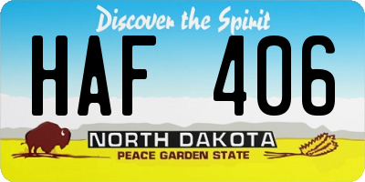 ND license plate HAF406