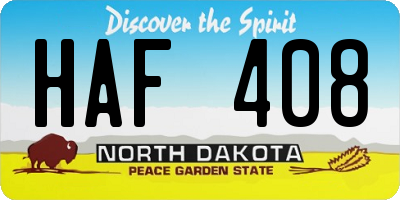 ND license plate HAF408