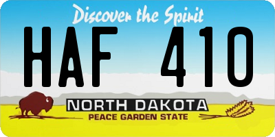 ND license plate HAF410