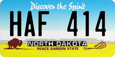 ND license plate HAF414