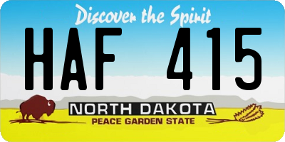 ND license plate HAF415