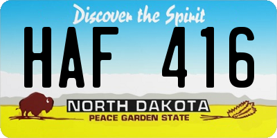 ND license plate HAF416