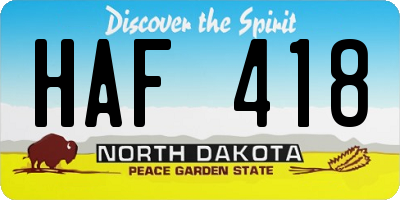 ND license plate HAF418