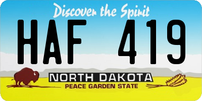 ND license plate HAF419