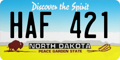ND license plate HAF421