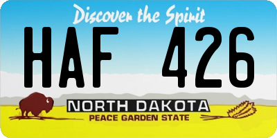 ND license plate HAF426