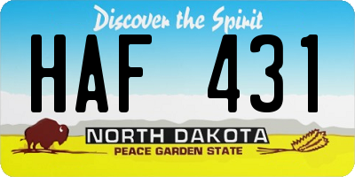 ND license plate HAF431