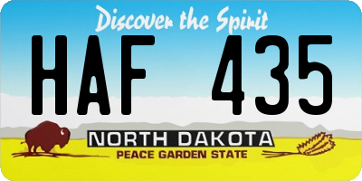 ND license plate HAF435