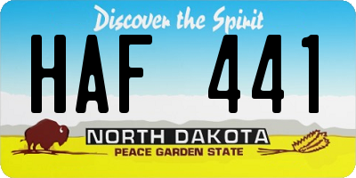 ND license plate HAF441