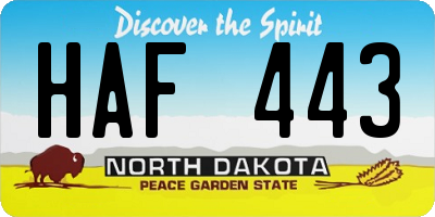 ND license plate HAF443