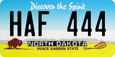 ND license plate HAF444