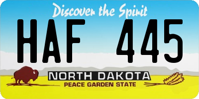 ND license plate HAF445