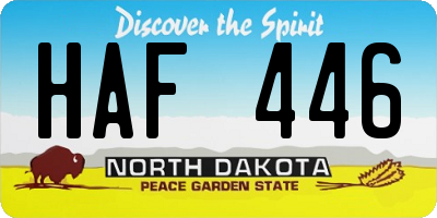ND license plate HAF446